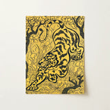 Tiger in the Jungle - Paul Ranson Art Print / Canvas Vibrant Yellow Black Illustrated Tiger Poster Intricate Line Paul Ranson’s Tiger,