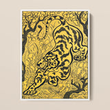 Tiger in the Jungle - Paul Ranson Art Print / Canvas Vibrant Yellow Black Illustrated Poster Intricate Patterns Ranson’s, Leaps,