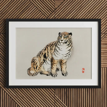 Tiger - Kono Bairei Kacho-e Art Print / Canvas Framed Artwork Black Frame White Kōno Bairei’s, Meiji Era, Prints
