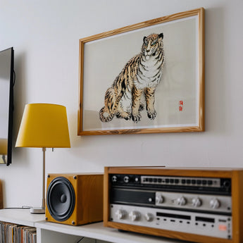 Tiger - Kono Bairei Kacho-e Art Print / Canvas Framed Watercolor Painting Black Stripes Kōno Bairei’s, Meiji Era, Prints