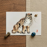Tiger - Kono Bairei Kacho-e Art Print / Canvas Traditional Japanese-style Illustration Tiger White Paper Rendered Ink Kōno Bairei’s Tiger,