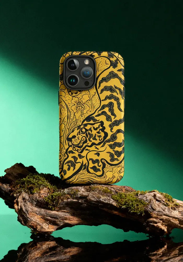 iPhone 16 Pro Max case with tiger design by Paul Ranson