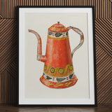 Caffettiera di latta - stampa d’arte da cucina di Harry Grossen / Tela, 24x32’’ / 61x81cm / Cornice nera / Matboard, poster, stampe e arte visiva,