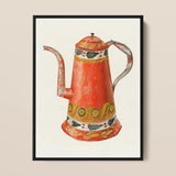 Tin Coffee Pot - Harry Grossen Kitchen Art Print / Canvas, 12x16’’ / 31x41cm / Black Frame, Posters Prints & Visual Artwork, Toby Leon