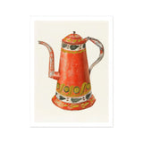 Tin Coffee Pot - Harry Grossen Kitchen Art Print / Canvas Red Decorative Ornate Gold Black Patterns 1930s, Grossen’s Enchanting, Prints