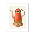 Tin Coffee Pot - Harry Grossen Kitchen Art Print, Red Decorative Coffee Pot Ornate Yellow Black Geometric