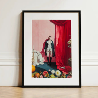 Tinker Tailor - Gay Lowbrow New Romantic Art Print / Canvas Framed Man Historical Attire Vibrant Red Queer Baroque Portraiture, Stage