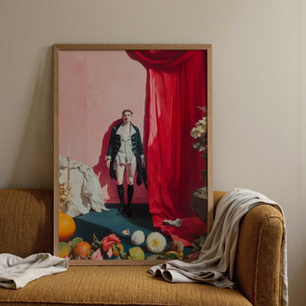 Tinker Tailor - Gay Lowbrow New Romantic Art Print / Canvas Framed Portrait Man 18th-century Style Black Coat White Queer Baroque