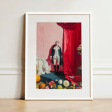 Tinker Tailor - Gay Lowbrow New Romantic Art Print / Canvas White-framed Man Historical Attire Red Curtain Queer Baroque Portraiture, Stage