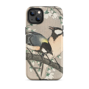 Mésanges sur branche de cerisier - Étui Iphone Ohara Koson, 14 Plus / Mat, Coques de téléphone portable, Toby Leon