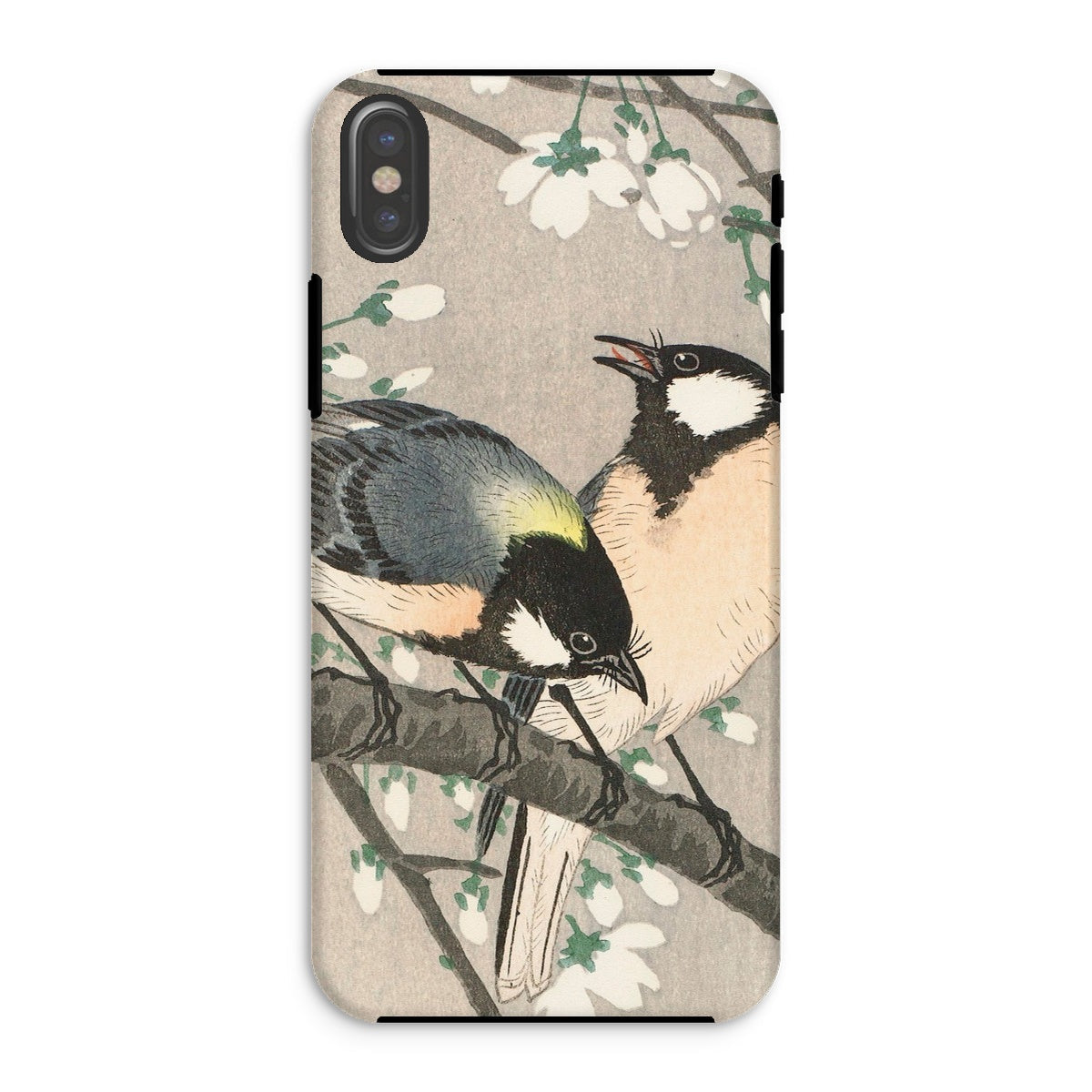 Tits on Cherry Branch - Ohara Koson Iphone Case, Xs / Matte, Phone Case Artistic Illustration Two Birds Perched Branch