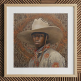 Titus - Gay Black Dandy Cowboy Art Print / Canvas, 12x12’’ / 31x31cm / Natural Frame / Matboard, Posters Prints & Visual Artwork, Toby Leon