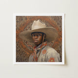 Titus - Gay Black Dandy Cowboy Art Print / Canvas Framed Portrait Man Wide-brimmed Off-white Hat Light, Spirit’s Queer, Elegant Outlaw’s