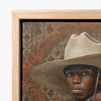 Framed Canvas Painting Portrait Man Wide-brimmed Beige Cowboy Gay, Spirit’s Queer, Elegant Outlaw’s