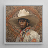 Titus - Gay Black Dandy Cowboy Art Print / Canvas Framed Portrait Man Off-white Hat Wide Brim, Spirit’s Queer, Elegant Outlaw’s Prints