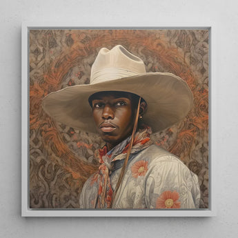 Titus - Gay Black Dandy Cowboy Art Print / Canvas Framed Portrait Man Off-white Hat Wide Brim, Spirit’s Queer, Elegant Outlaw’s Prints