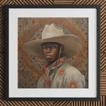 Titus - Gay Black Dandy Cowboy Art Print / Canvas Hat Wide Brim Bandana, Spirit’s Queer, Elegant Outlaw’s Prints