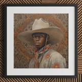 Titus - Gay Black Dandy Cowboy Art Print / Canvas Cowboy Hat Wide Brim Bandana Gay Cowboy, Spirit’s Queer, Elegant Outlaw’s