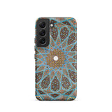 Tomb of Hafez - Shiraz Mosaic Ceiling Phone Case Samsung Galaxy S22 / Matte Phone Case Intricate Symmetrical Geometric Pattern Shades Blue