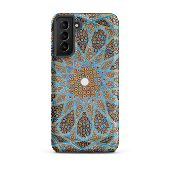 Tomb of Hafez - Shiraz Mosaic Ceiling Phone Case Samsung Galaxy S21 Plus / Matte Phone Case Intricate Symmetrical Geometric Pattern Shades