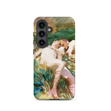 Tommies Bathing 2 - John Singer Sargent Phone Case Samsung Galaxy S24 / Matte Phone Case Watercolor-style Painting Two Figures Greenery