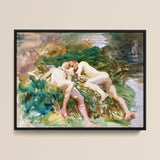 Tommies Bathing - John Singer Sargent Art Print / Canvas, 16x12’’ / 41x31cm / Black Frame, Posters Prints & Visual Artwork, Toby Leon