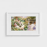 Tommies Bathing - John Singer Sargent Art Print / Canvas White Framed Watercolor Painting Figures Lush Sunlit Garden, Sargent’s Evocative