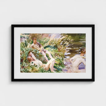 Tommies Bathing - John Singer Sargent Art Print / Canvas Framed Watercolor Painting Figures Lush Green Outdoor, Sargent’s Evocative Prints