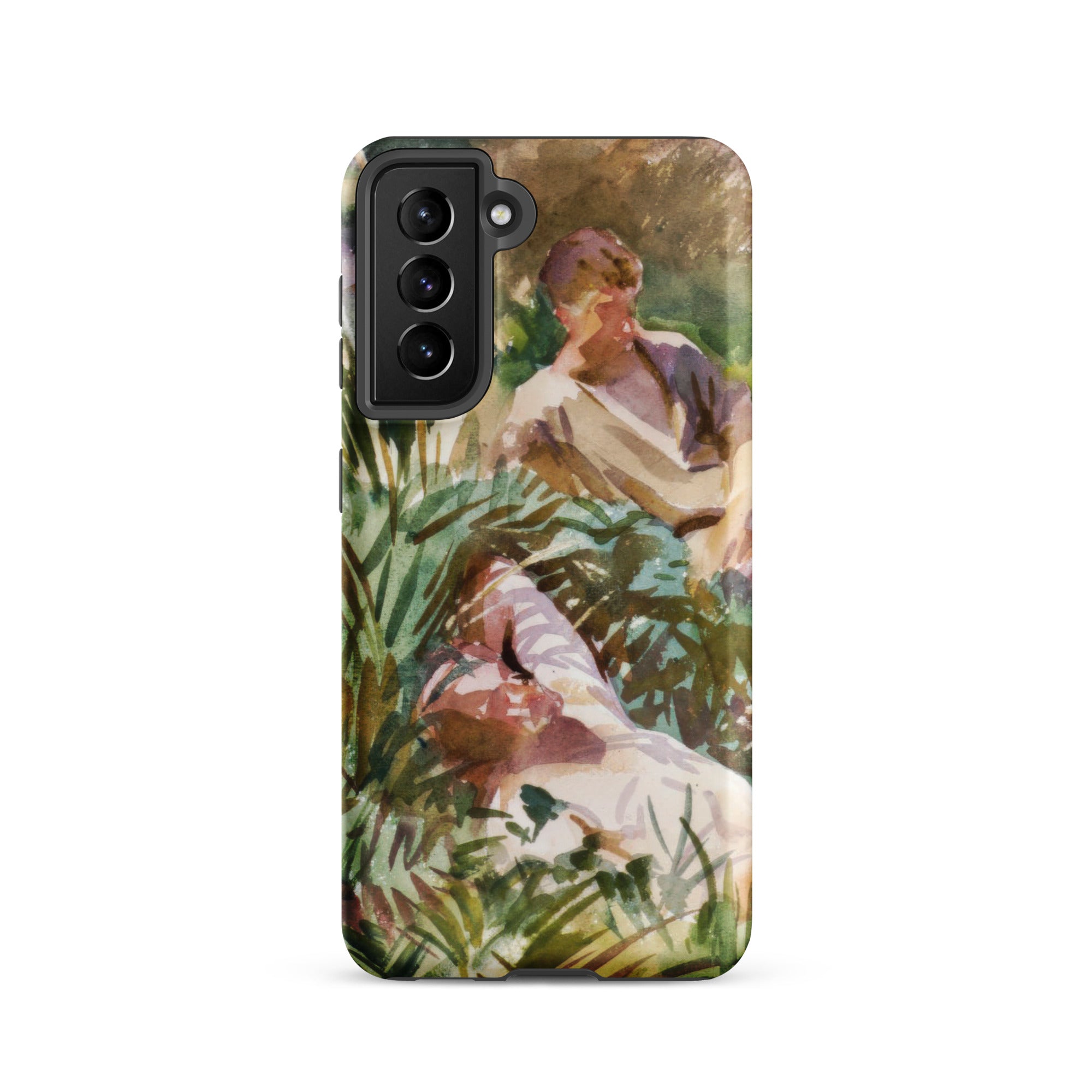 Tommies Bathing - John Singer Sargent Samsung Case, Galaxy S21 / Matte, Smartphone Case Impressionistic Painting Two Figures Garden