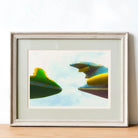 Top and Tail Giclée Print, 16x12’’ / 41x31cm / Unframed Art, Framed Artwork Colorful Abstract Shapes Light Sky Background