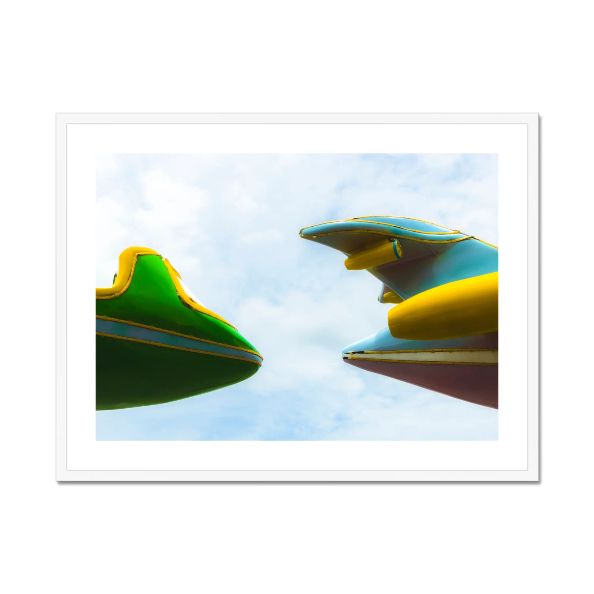 Top and Tail Giclée Print, Colorful Amusement Park Ride Vehicles