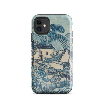 Blue Landscape with Houses - Vincent Van Gogh Phone Case Mobile Cases Blue White Illustrated Phone Case Stylized Village Scene Gogh’s Reed,