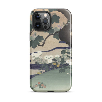 Tree and Chrysanthemums - Kogyo Tsukioka Phone Case Mobile Cases Sleek Phone Case Traditional Japanese Ukiyo-e Style Illustration Kogyo