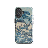Blue Landscape with Houses - Vincent Van Gogh Phone Case Mobile Cases Blue Cream-colored Phone Case Stylized Landscape Design Bold Gogh’s