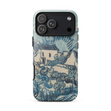 Blue Landscape with Houses - Vincent Van Gogh Phone Case Mobile Cases Blue Cream-colored Phone Case Stylized Landscape Design Reminiscent