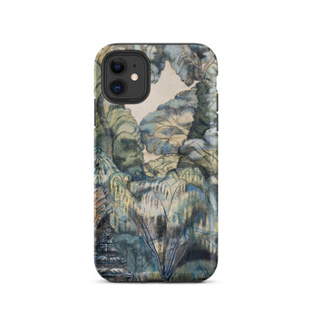 Trees in Bird Garden Iver Heath - Paul Nash Phone Case Mobile Cases Phone Case Detailed Painterly Landscape Muted Greens Blues Nash’s Bird,