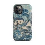 Blue Landscape with Houses - Vincent Van Gogh Phone Case Mobile Cases Blue Cream-colored Phone Case Stylized Landscape Design Reminiscent