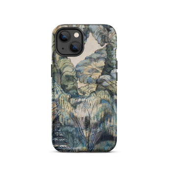 Trees in Bird Garden Iver Heath - Paul Nash Phone Case Mobile Cases Phone Case Detailed Painterly Landscape Design Muted Blues Nash’s Bird,