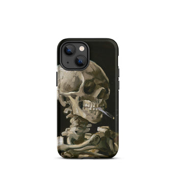 Skeleton with a Cigarette - Vincent Van Gogh Phone Case Iphone 13 Mini / Matte Black Iphone Case Skeleton Art Gogh’s Skeleton, Smirking