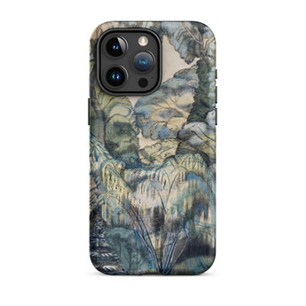 Trees in Bird Garden Iver Heath - Paul Nash Phone Case Mobile Cases Phone Case Detailed Painterly Landscape Design Muted Blues Nash’s Bird,