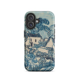 Blue Landscape with Houses - Vincent Van Gogh Phone Case Mobile Cases Blue Cream-colored Phone Case Stylized Landscape Design Waves Gogh’s