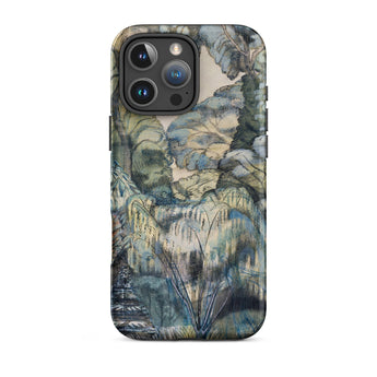 Trees in Bird Garden Iver Heath - Paul Nash Phone Case Mobile Cases Phone Case Detailed Painterly Landscape Design Muted Blues Nash’s Bird,