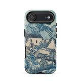Blue Landscape with Houses - Vincent Van Gogh Phone Case Mobile Cases Blue Cream-colored Phone Case Stylized Landscape Design Reminiscent