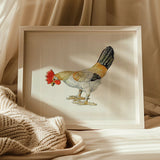 Toy Rooster - Lillian Hunter 1930s Kitchen Art Print / Canvas Framed Watercolor Painting Rooster Colorful Plumage Lillian Hunter 1930s,