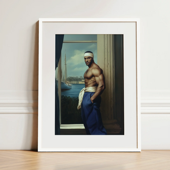The Trade - Black Gay Sea Captain Art Print / Canvas, 12x16’’ / 31x41cm / White Frame / Matboard, Posters Prints & Visual Artwork, Toby Leon