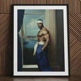 The Trade - Black Gay Sea Captain Art Print / Canvas Black-framed Portrait Muscular Man Blue Pants White Headband, Prints