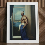 The Trade - Black Gay Sea Captain Art Print / Canvas White-framed Portrait Muscular Man Blue Trousers White Headband, Prints