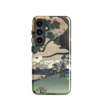 Tree and Chrysanthemums - Kogyo Tsukioka Phone Case Mobile Cases Phone Case Traditional Japanese Woodblock Print Design Green Kogyo