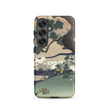 Tree and Chrysanthemums - Kogyo Tsukioka Phone Case Mobile Cases Phone Case Traditional Japanese Ukiyo-e Style Illustration Dark Kogyo