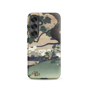 Tree and Chrysanthemums - Kogyo Tsukioka Phone Case Mobile Cases Phone Case Traditional Japanese Ukiyo-e Style Illustration Dark Kogyo